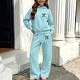 thumbnail image 4 of AVRNLIQ Girls Loungewear 2-Piece Set Hoodie & Wide Leg Sweatpants, Light Blue, Sizes 5-14,Size 9-10 T, 4 of 6