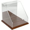 Plymor Clear Acrylic Slanted Front Display Case with Hardwood Base (Mirror Back), 8" x 8" x 8"