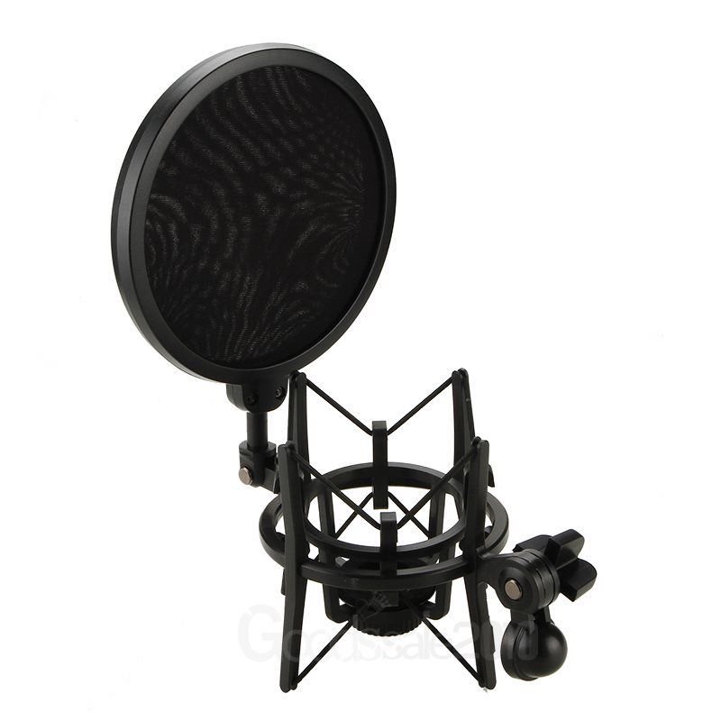 Condenser Mic Microphone Shock Mount Holder With Big Integrated Pop