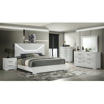 Blanca Modern Style LED Queen 5PC Bedroom Set Made With Wood in White