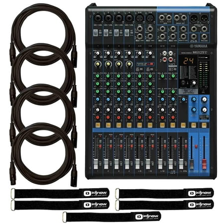 Yamaha MG12XU 12-Input Four Bus Effects and USB Mixer with 20' XLR Cables Package