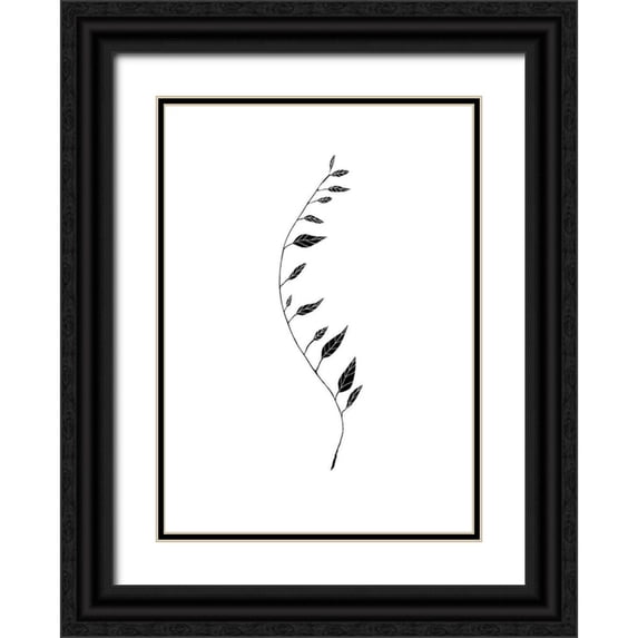 Artographie Studio 24x32 Black Ornate Wood Framed with Double Matting Museum Art Print Titled - Black Leaf