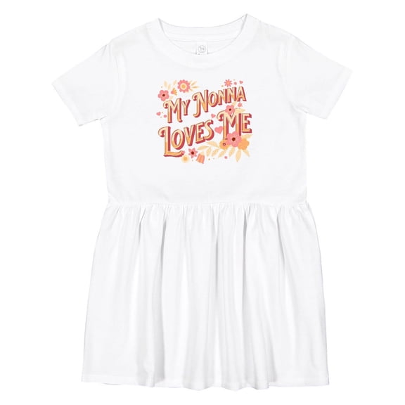 Inktastic Nonna Loves Me Granddaughter Flowers Girls Toddler Dress