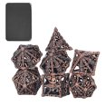 thumbnail image 3 of Dados poliédricos huecos, 7 piezas de dados de metal con patrón de calavera hueca, características mejoradas, 3 of 5