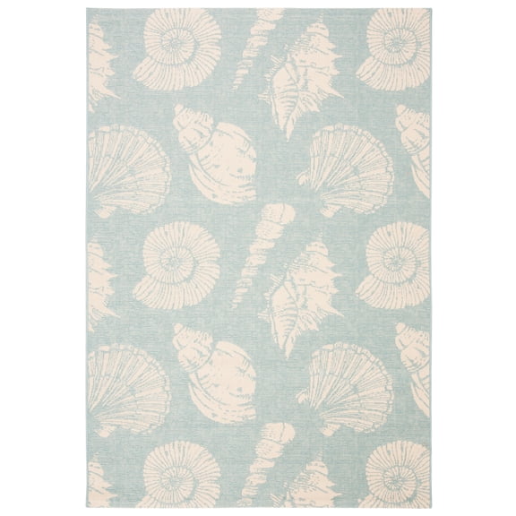 Safavieh Courtyard Harold Geometric Indoor/Outdoor Area Rug, Aqua/Beige, 5'3" x 7'7"