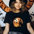 thumbnail image 3 of Nightmare on My Street Shirt | Spooky Castle Pumpkin Graphic Tee | Unisex Fall T-Shirt, Azalea, Size S, 3 of 6