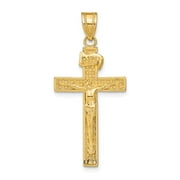 14K Yellow Gold Charm Pendant Themed 39 mm 17 Inri Crucifix