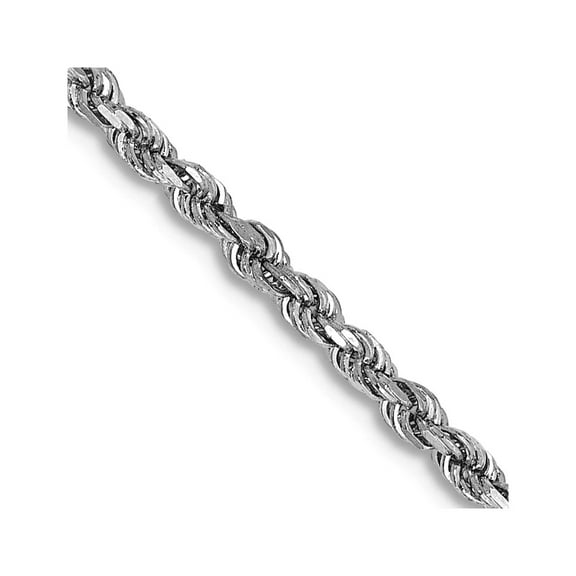14k White Gold Solid 1.8mm D-Cut Rope Chain Necklace 24 Inch Lobster Claw Chain Necklace for Women and Men