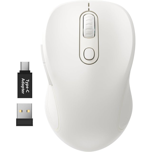 WisFox 2.4G Wireless for Laptop, Ergonomic Computer with USB Receiver and 3 Adjustable Levels, 6 Button Wireless Mice for Windows PC Notebook (Grey)