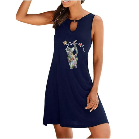 

Ersazi Sleeveless Round-Neck Dress Fashion Women s Casual Sleeveless Crew neck Ladies Hollow Out Slim Mini Dress Green Maternity Dress Watch Butterfly Print Waist Dress Hollow Out Short Dress