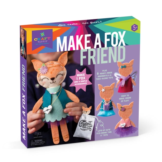 Craft-tastic - Kit de manualidades para hacer un amigo zorro - Aprende a hacer 1 peluche fácil de coser con ropa y accesorios