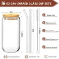 thumbnail image 2 of Combler 16 oz Can Glass Cups Set of 6 with Bamboo Lids, Glass Straws & Cleaning Brushes - Ideal for Drinks, 2 of 6