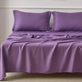 thumbnail image 4 of Jessy Home Bed Sheets Set 4 Piece Queen/Full Sheet Set Purple Cotton Blend Fitted Sheet, Flat Sheet & 2 Pillowcases Bedding Set, 4 of 10