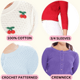 thumbnail image 4 of YEMAK Women's Crewneck Button Down 3/4 Sleeve Cropped Knit Cardigan Sweater MK3514, 4 of 11