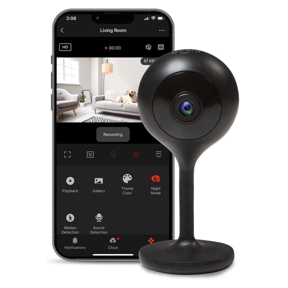 Geeni Look Indoor Home Security 1080p HD Video Surveillance Camera with Motion Detection, 2-Way Audio, Black