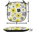 thumbnail image 4 of Floral Chair Seating Cushion Set of 4, Bicolour Spring Pattern with Abstract Flowers, Seat Pads for Office with Anti-slip Backing, 16"x16", Yellow Indigo, by Ambesonne, 4 of 7