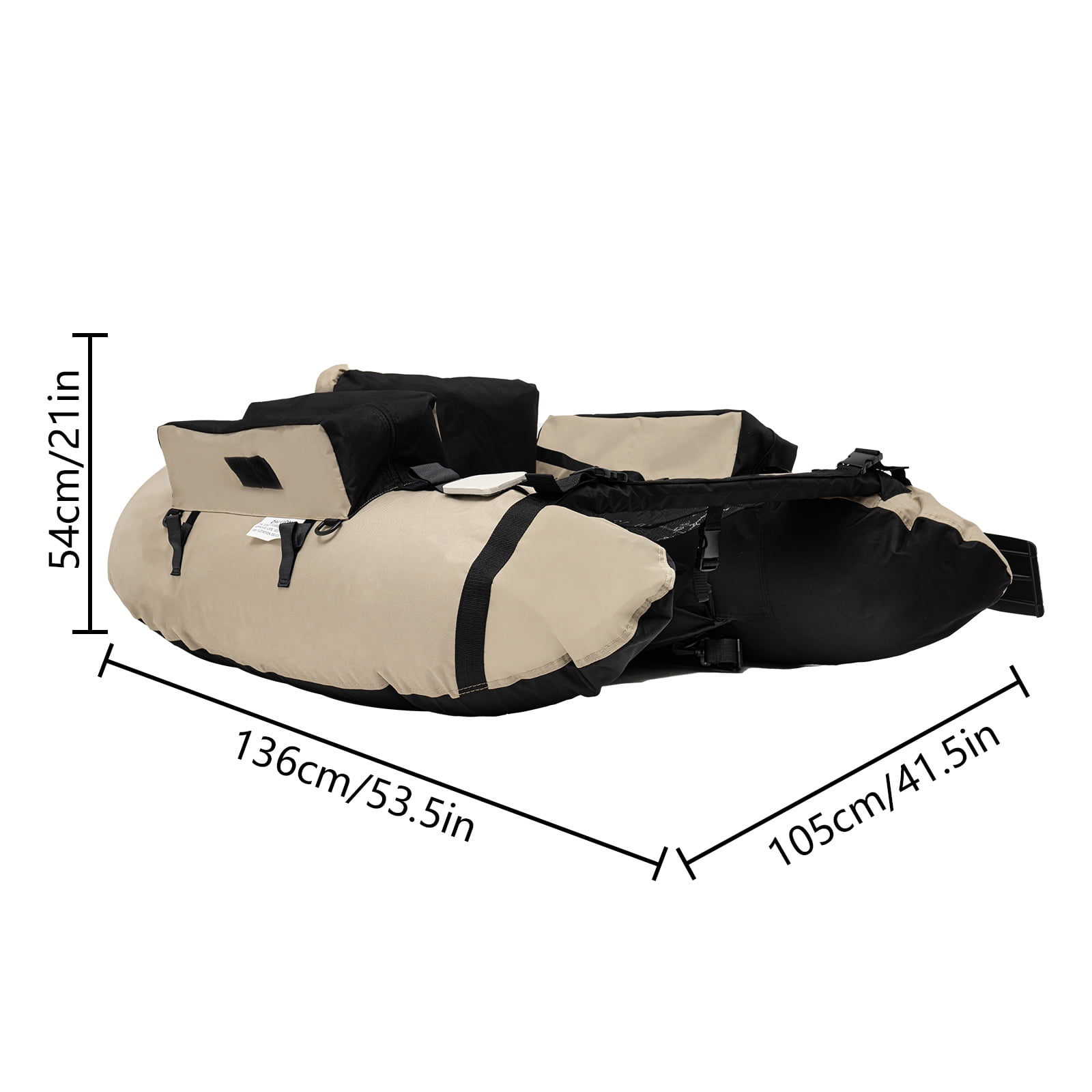 Portable Inflatable Fishing Boat, U-Shaped Anti-Rollover Fishing Boat, with Storage Pockets & Fish Ruler, for Outdoor Fishing Rafting
