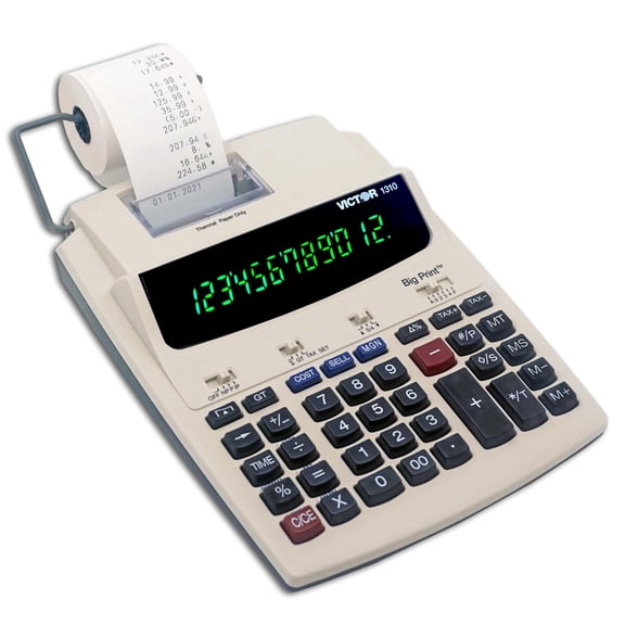 Victor 1310 Big Print Printing Calculator, 12-Digit LED Display, Fast Ink-Free Printing (8.0 LPS), Cost/Sell/Margin Keys, Advanced Business Functions, 2-1/4" Thermal Paper CA2