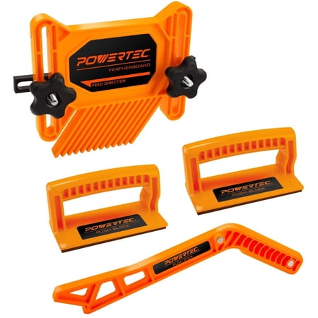 UPC: 0843441107330 | POWERTEC 4-Piece Universal Featherboard Woodworking Safety Kit w/Magnetic Push Stick and Deluxe Push Blocks for Table Saws  Router Tables  Jointers  71552