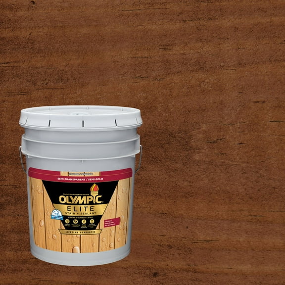 Olympic Elite 5 Gallons ST-2011 Dark Mahogany Semi-Transparent Exterior Stain and Sealer in One Low VOC
