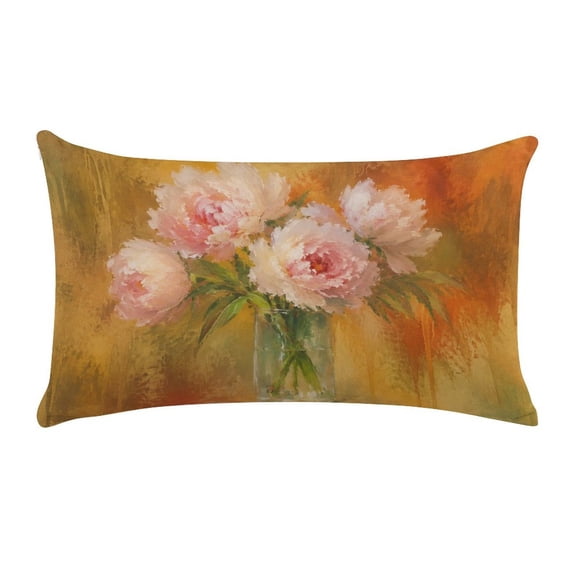 RKSupls 12x20 Inch Single Red Rosein Glass Vase Ultra Soft Short Plush Lumbar Pillow Cover Decorative Rectangle Cushion Case for Sofa Bedroom Living Room