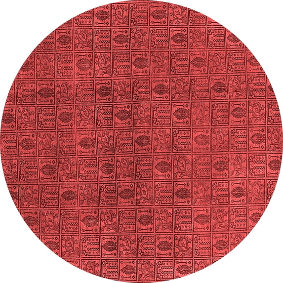 Ahgly Company Indoor Round Oriental Red Industrial Area Rugs, 5' Round