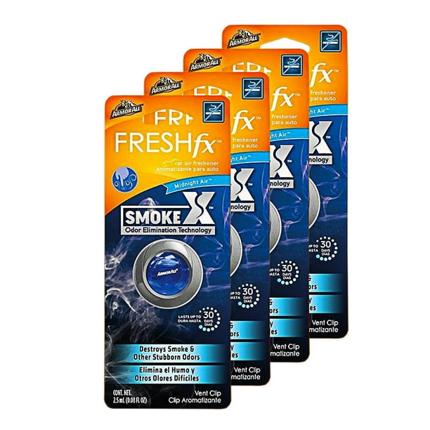 Armor All FRESHfx Car Air Freshener Vent Clip, 4PACK (SmokeX Midnight