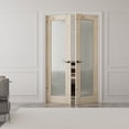 thumbnail image 2 of 48" x 80" 1-Lite Frosted Glass Primed French Doors White Pine Double Doors With Hardware / Handle for Bathroom, 2 of 9