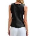 thumbnail image 3 of Sleeveless Crew Neck Women Slim Fit Button Down Denim Vest Tops, 3 of 5