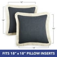 thumbnail image 3 of SoHome Linen Fringed Throw Pillow Covers 18x18, Decorative Couch Pillow Covers, Pack of Two, 18x18, Denim, 3 of 7