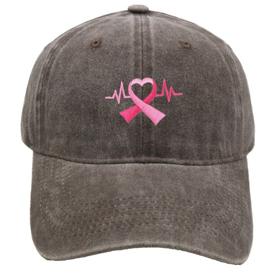AJGRHE Unisex Cancer Awareness Ribbon Embroidered Baseball Caps Outdoor Sports Hats Hop Letter Adjustable Daily Wear Coffee One Size