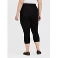 thumbnail image 5 of TIYOMI Plus Size Women's Black Leggings 2X Knee-Length Capri Solid Tummy Control Capris Stretchy High Waist Leggings Workout Capris 2XL 18W 20W, 5 of 7
