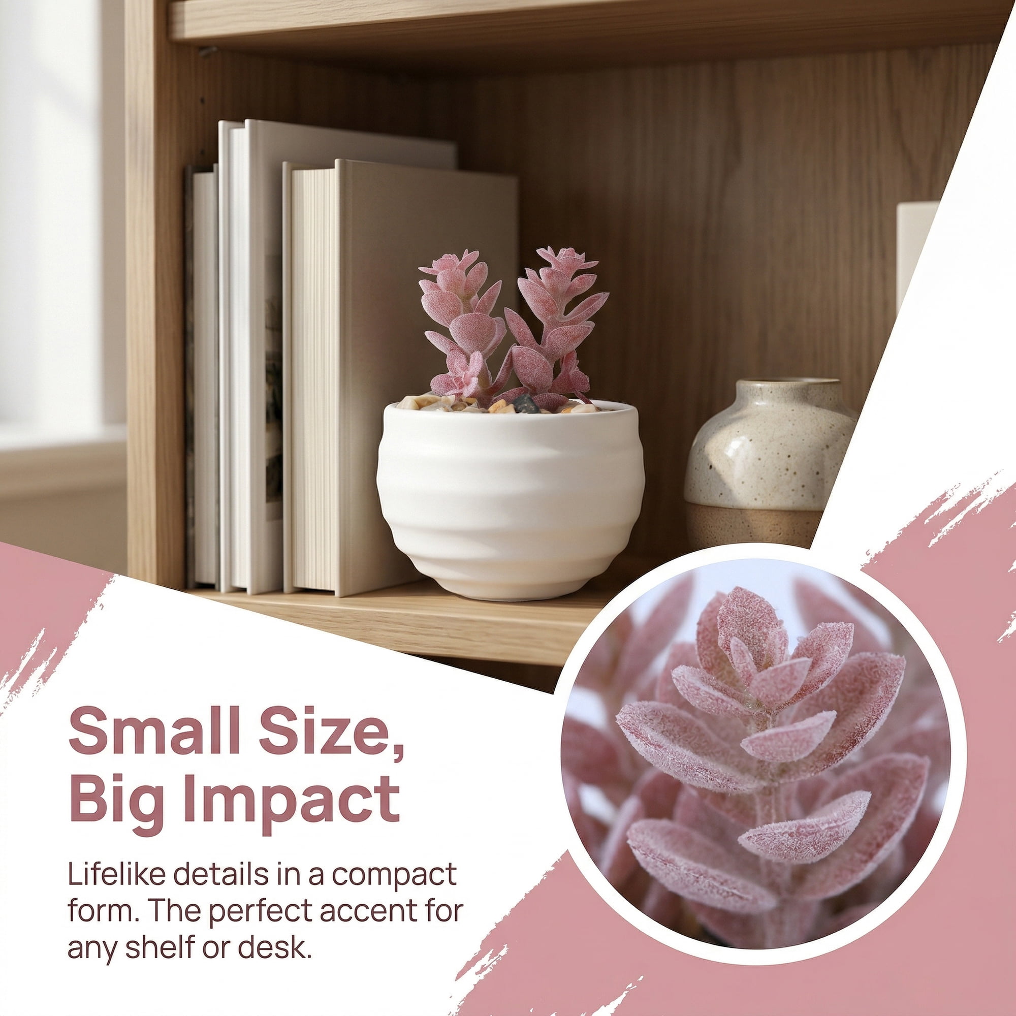 Unique Bargains Artificial Succulent Small Faux Greenery Jade Stem Light Pink） 3.14in
