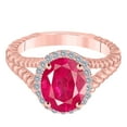 thumbnail image 4 of AoneJewelry Oval Shape Created Ruby and Diamond Ring In 10K Solid Yellow, Rose & White Gold, 4 of 4