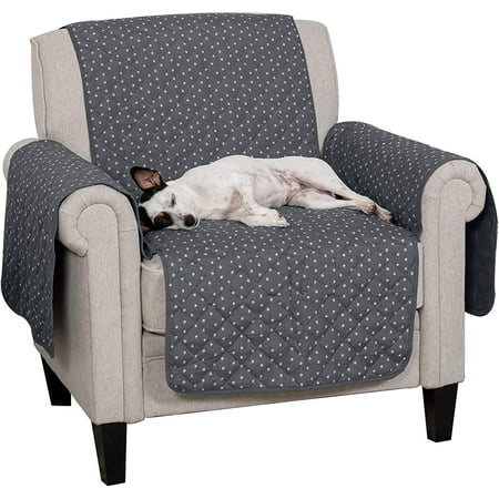 UPC: 0842229129038 | FurHaven Pet Products Reversible Chair Furniture Protector – Polka Paw Print Gray