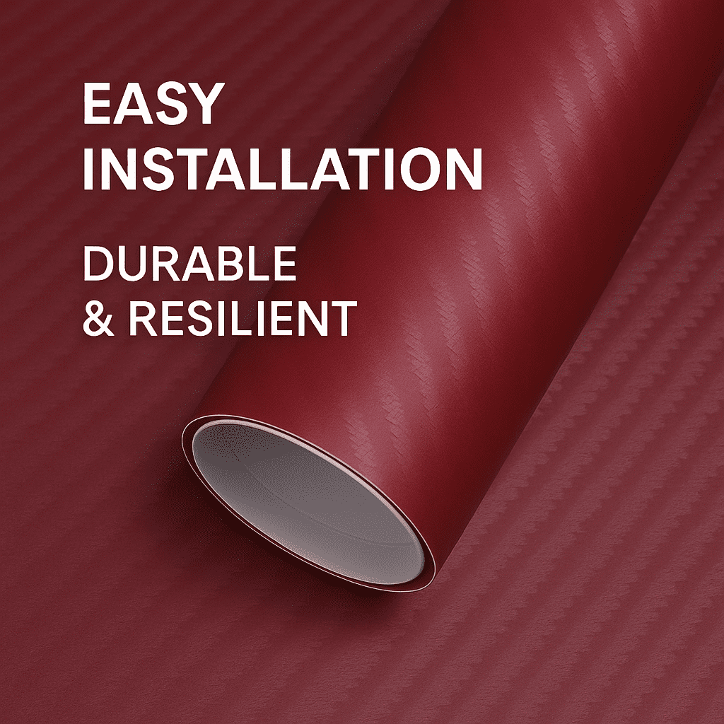 RockRose 3D Matte Burgundy Red Carbon Fiber Vinyl Wrap 2FT x 5FT