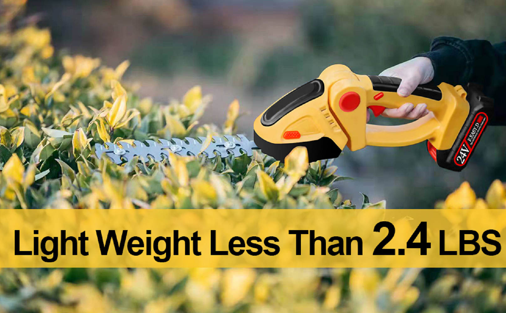 Cordless Hedge Trimmer, 2 in 1 Handheld Electric Grass Trimmer, 2x24V Li-Ion Batteries and Charger for Shrubs Garden Lawn and Trimming