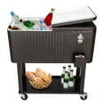 thumbnail image 4 of GoDecor 80 Quart Rattan Patio Rolling Cooler with Shelf Cooling Cart, 4 of 6