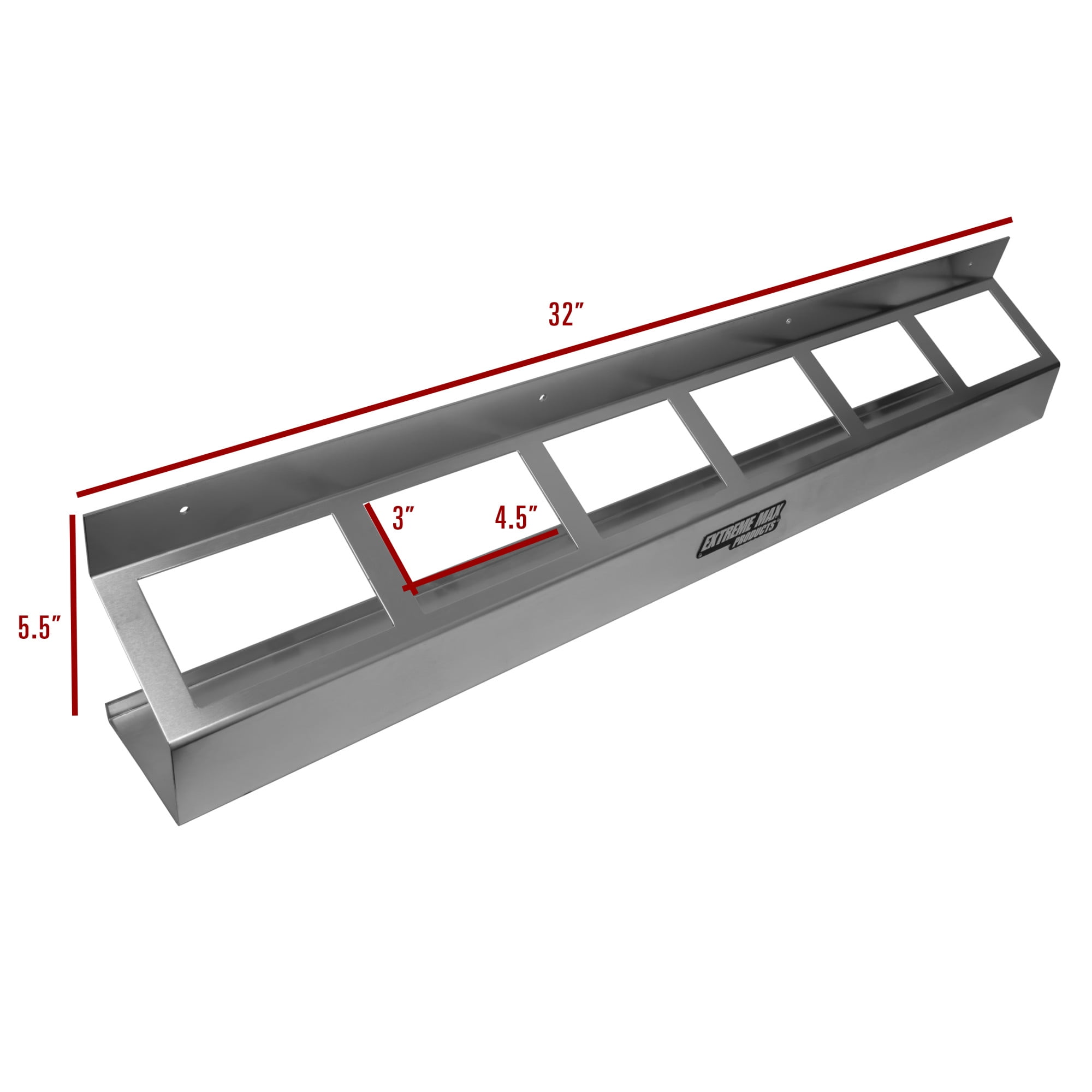Extreme Max 5001.6475 Wall-Mount Aluminum 6-Quart Oil Jug Rack Holder for Race Trailer, Garage, Shop, Enclosed Trailer, Toy Hauler - Silver