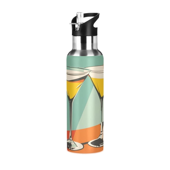 Yayeee 20oz Insulated Water Bottle Double Wall Stainless Steel with Flip Straw Lid, Green Glasses