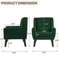 thumbnail image 2 of UIXE Velvet Accent Chair Set of 2 Modern Living Room Arm Chair Comfortable Armchair, Retro Green, 2 of 7