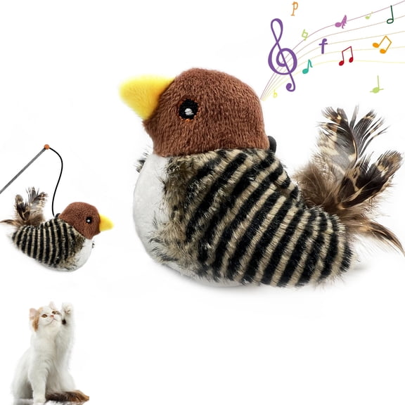 Furkithn Interactive Bird Cat Toy with Realistic Chirping Sound, Automatic Motion Activated Electronic Toy for Indoor Cats, Kitten Hunting and Exercise Play, Sparrow