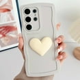 thumbnail image 2 of Compatible with Samsung Galaxy S22 Ultra Cute 3D Love Heart Phone Case,Solid Color Curly Wave Frame S22 Ultra Case Women Soft Shockproof Bumper Cover (White, Samsung Galaxy S22 Ultra), 2 of 8