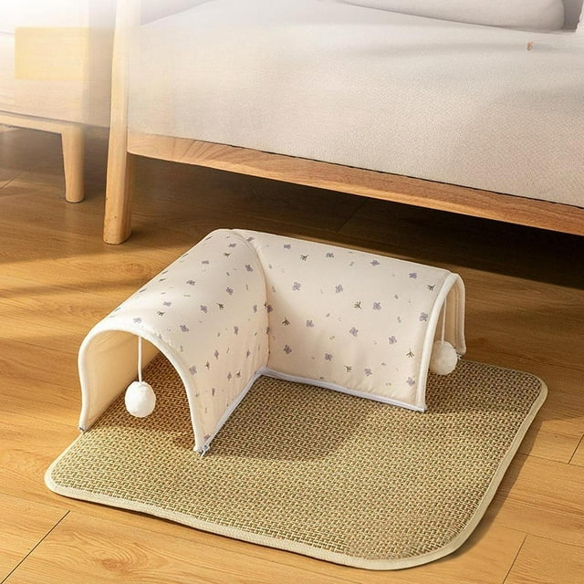 Cama túnel creativa para gatos, interactiva con alfombrilla extraíble, centro de actividades para gatos, escondite para hámster interior y exterior S