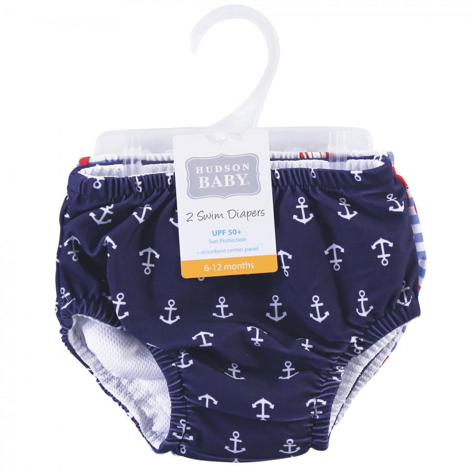 Hudson Baby Infant and Toddler Boy Swim Diapers, Anchors, 0-6 Months