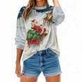 thumbnail image 5 of Women's Christmas Fleece Sweatshirt Long Sleeve Crew Neck Santa Claus Christmas Tree Graphic Print Casual Loose Hoodies for Holiday Party Multicolor-8 XL, 5 of 9