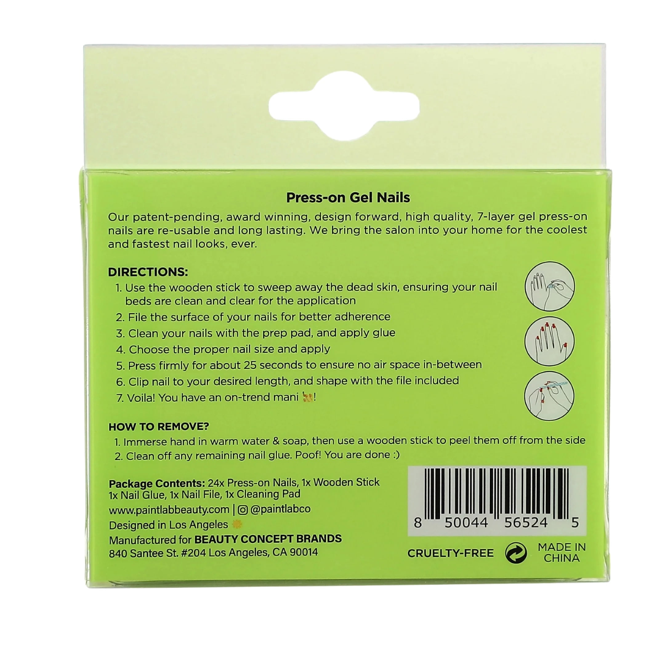 PaintLab Short Almond Press On Nails 3D, Red Celestial, 30 Count