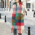 thumbnail image 2 of SUXIAN Winter Scarf for Women Fringed Thick Plaid Warm Shawl Red One Size, 2 of 3