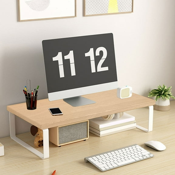 cpengpj Ergonomic Wooden Monitor Riser Stand, Adjustable Desktop Organizer with Storage Shelf for Office, White/Black/Multicolor, 30x20x8cm, Heavy Duty and Space Saving Design
