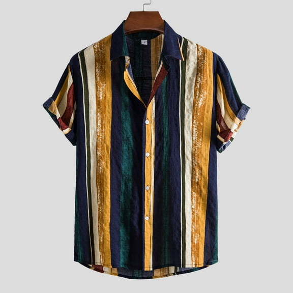 Floenr Mens T Shirts,Men Hawaiian Short Sleeve Beach Shirt Printed Summer Casual Button Down Shirts